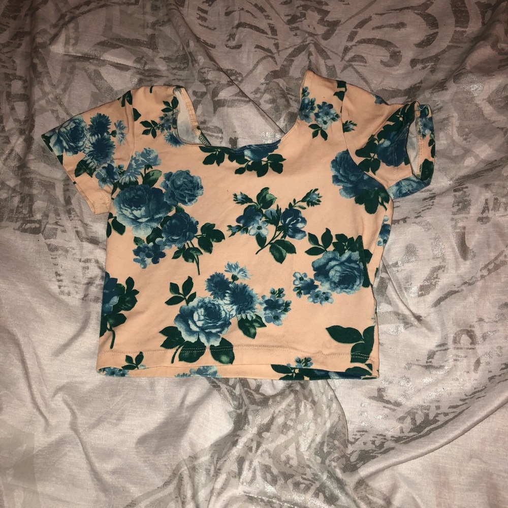 Blue floral crop top - AMERICAN APPAREL